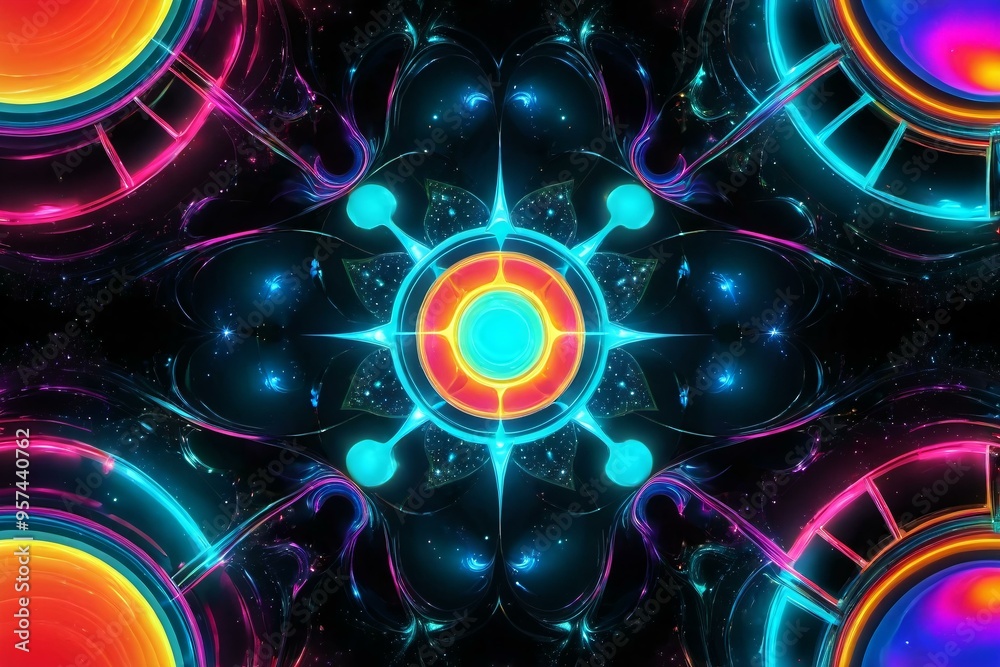 Obraz premium abstract background with glowing circles