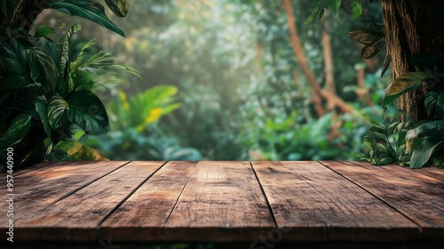 empty table with nature background