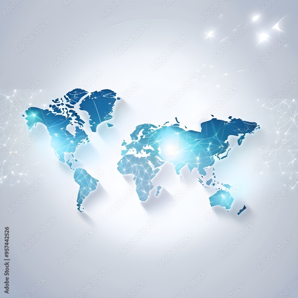 Naklejka premium blue world map background