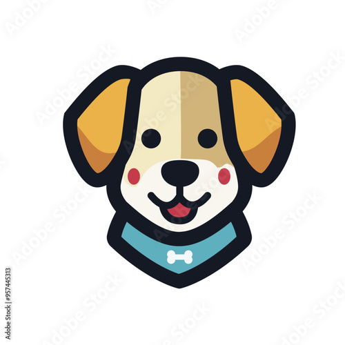 Happy Jolly Brown yellow Dog icon logo - Green Purple Dog lcon logo - Playful and Colorful Dog Icon with Happy Expression  Perfect for Pet-Themed Branding, Mobile Apps, and User Interface Design