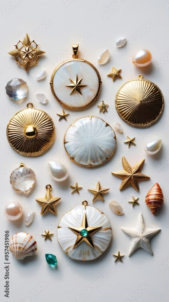 Collection of Seashells and Starfish on White Surface Collection of Seashells and Starfish on White Surface