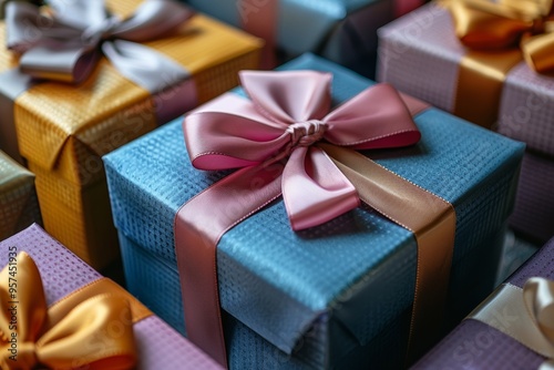 Beautifully wrapped gift boxes with colorful satin ribbons for all occasions.