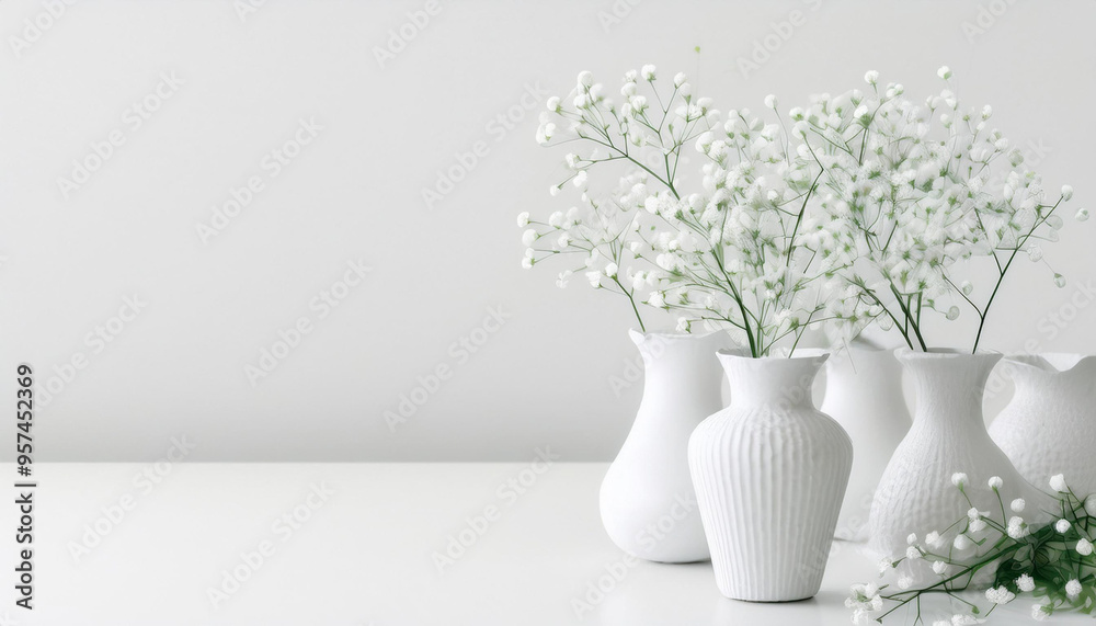 Naklejka premium Soft White Elegance: Stunning Floral Decor for Home Interiors