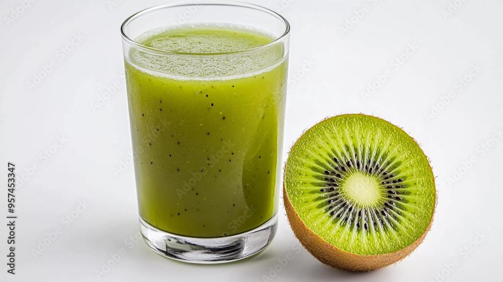 kiwi juice with kiwi isolated on white background kiwi juice with kiwi isolated on white background