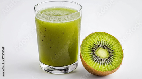 kiwi juice with kiwi isolated on white background 