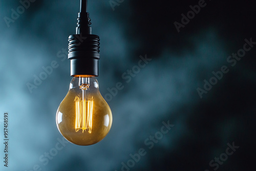 immed almost dead light bulb in a blackout scene photo