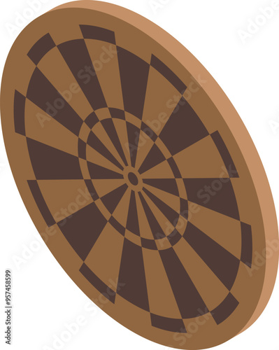 Classic dartboard is standing against a white background, showing the skill and precision needed in darts