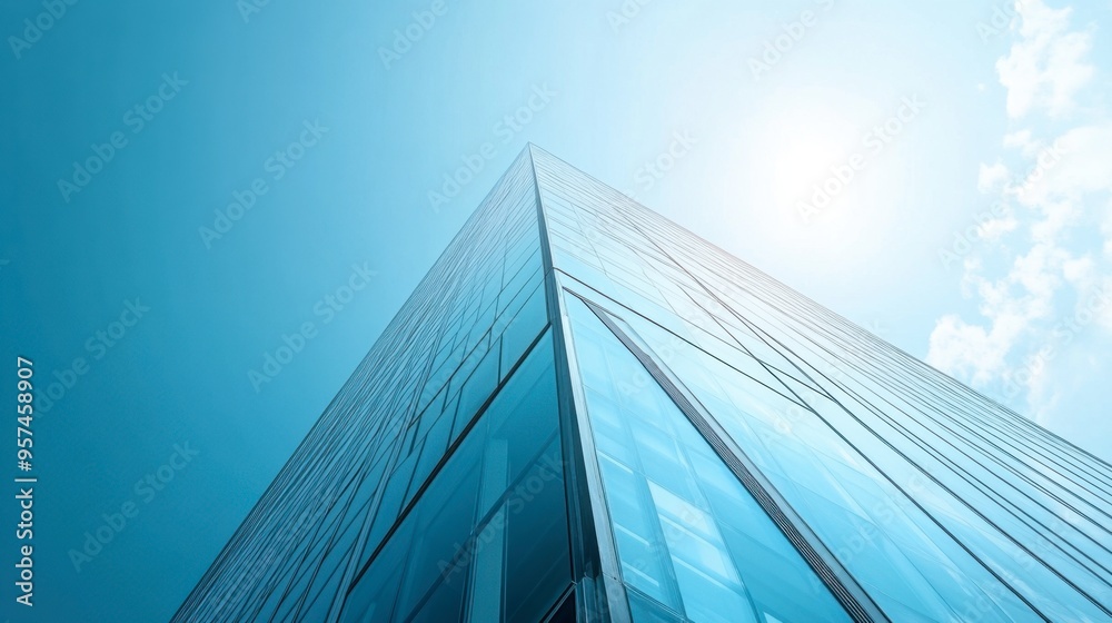 A modern skyscraper with reflective glass windows against a clear blue sky, showcasing a sleek urban architecture. A modern skyscraper with reflective glass windows against a clear blue sky, showcasing a sleek urban architecture.