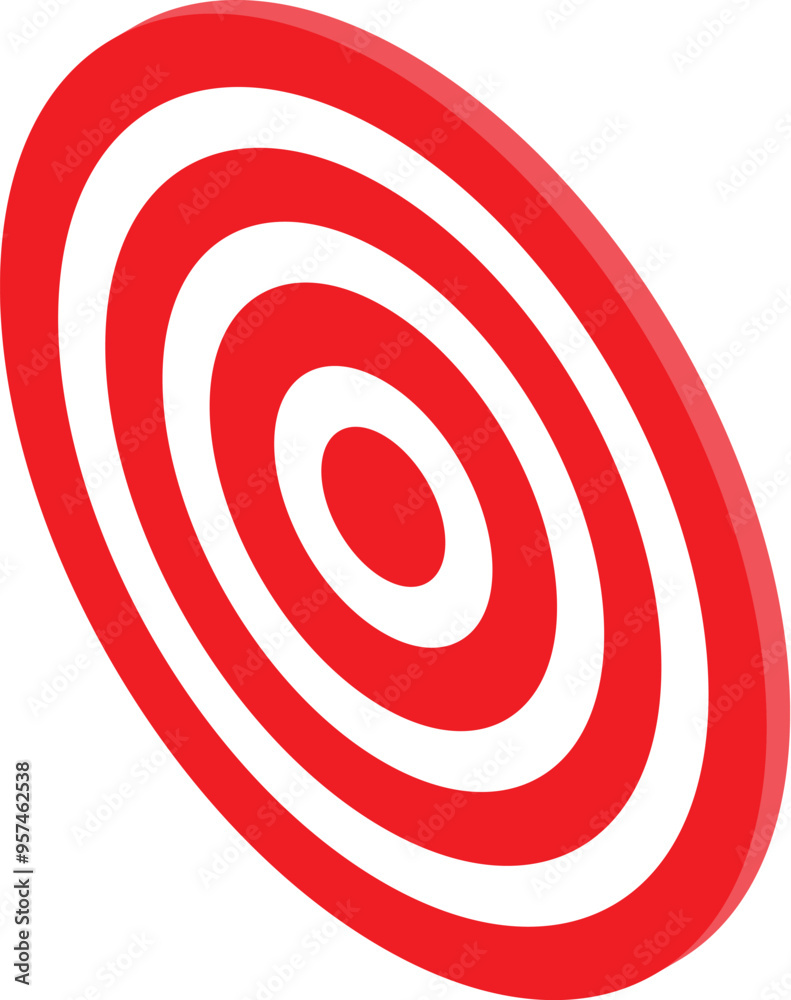 Red target is standing on a white background representing achieving a marketing goal Red target is standing on a white background representing achieving a marketing goal