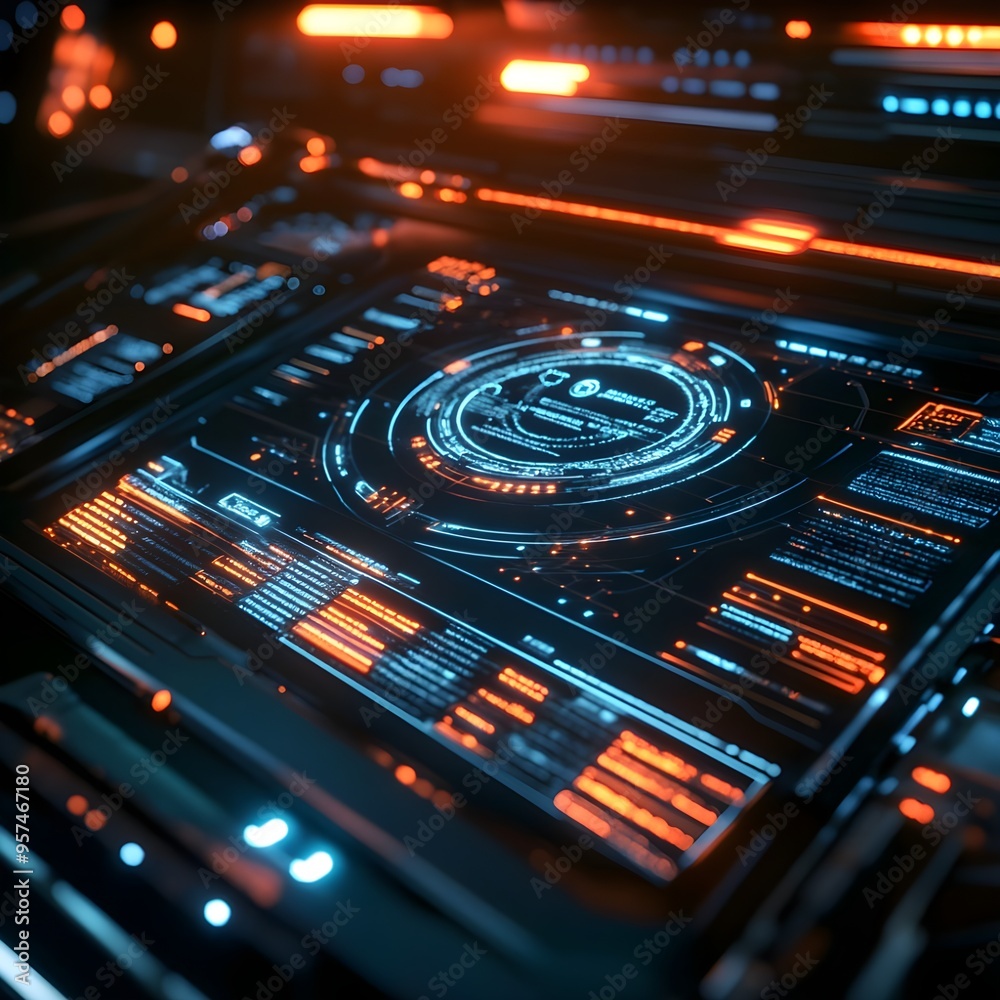 Obraz premium High-tech digital display showing holographic image