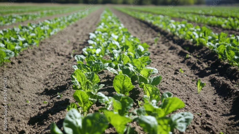 Lush Green Crop Rows Lush Green Crop Rows