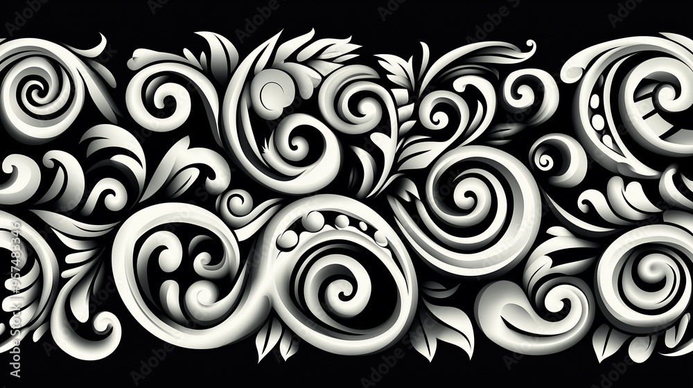 Ornate Floral Border: A timeless design with intricate swirls and leaves, perfect for adding a touch of elegance to any project. Ornate Floral Border: A timeless design with intricate swirls and leaves, perfect for adding a touch of elegance to any project.