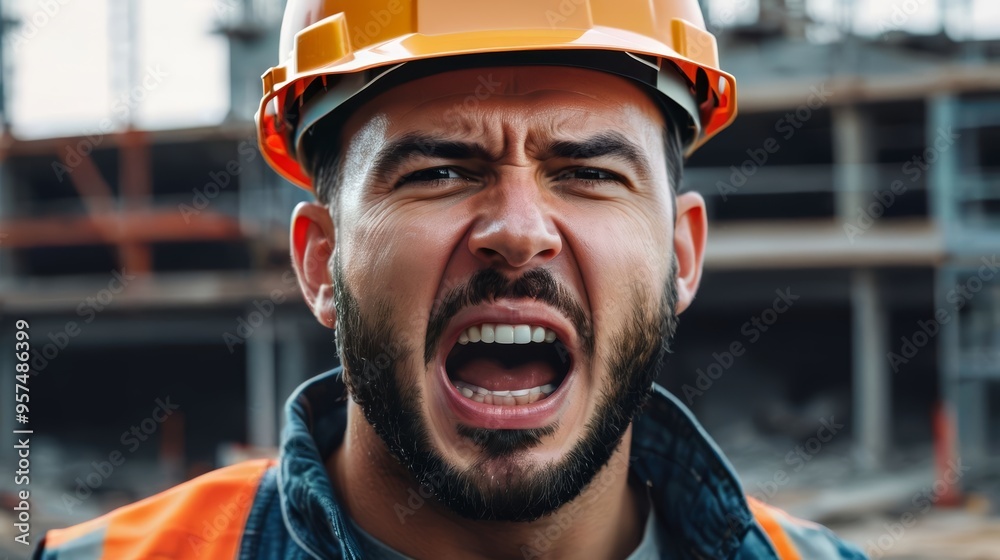 Man Wearing Hard Hat and Orange Safety Vest Man Wearing Hard Hat and Orange Safety Vest