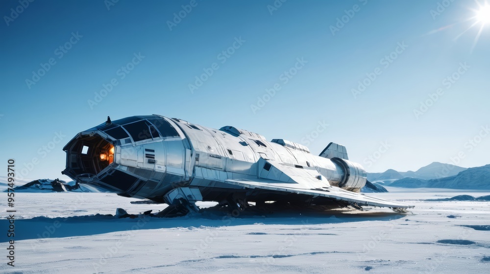 Obraz premium Airplane Parked in Snow