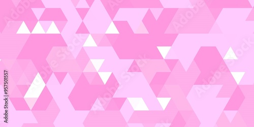 Pink background with isometric geometric shapes texture pattern