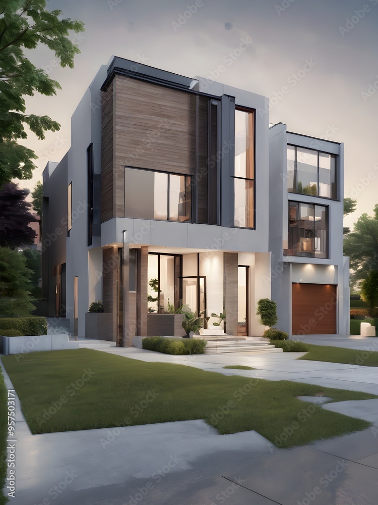 modern house in the morning real estate