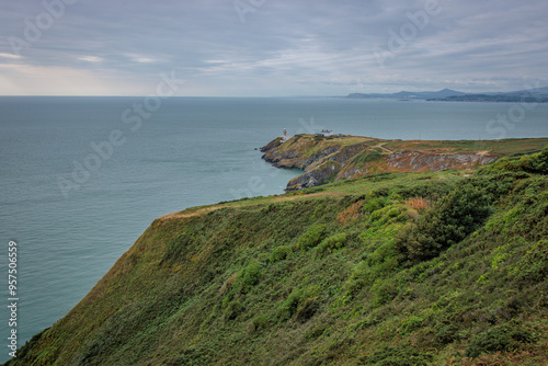 Howth, Ireland - June 18 2024 "Howth Cliff walk trail during the cloudy morning"