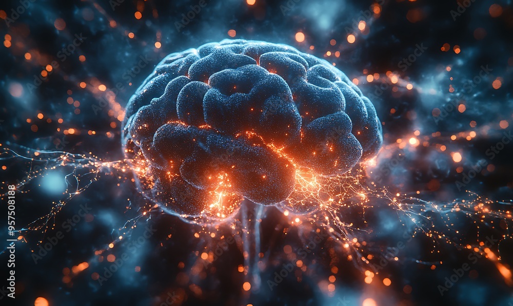 Human brain stimulation or activity with neuron close-up 3D rendering illustration. Neurology, cognition, neuronal network, psychology, neuroscience scientific concepts design Human brain stimulation or activity with neuron close-up 3D rendering illustration. Neurology, cognition, neuronal network, psychology, neuroscience scientific concepts design