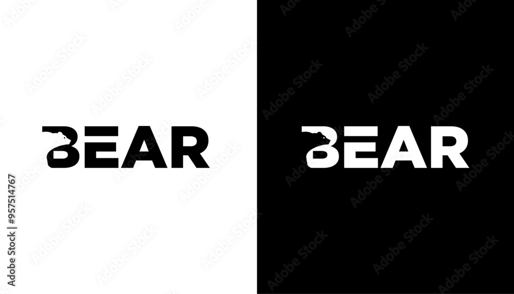 Obraz premium negative space text bear logo vector design inspiration