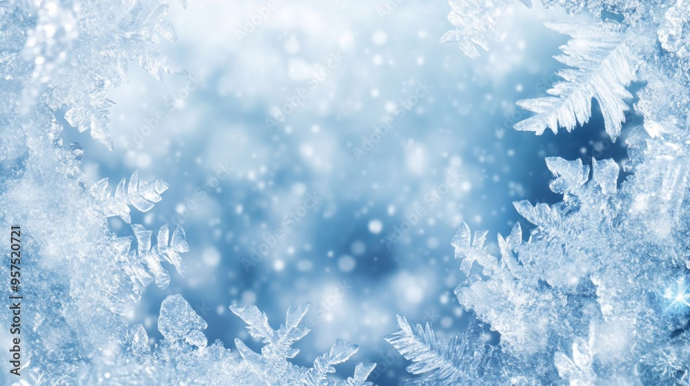 Frosty ice border background Frosty ice border background