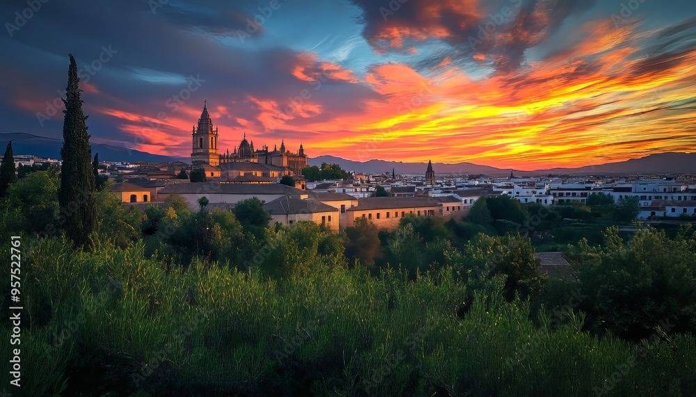Naklejka premium Stunning skyline view of cordoba, spain captured in a beautiful photography shot