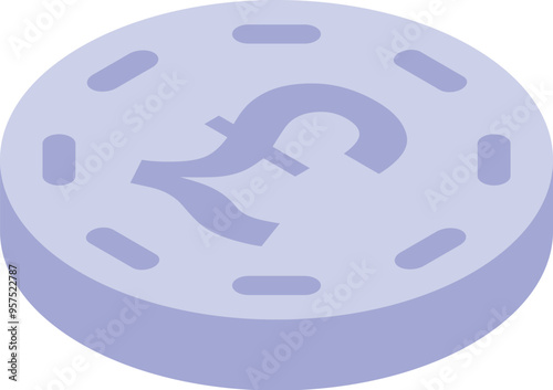 Pound sterling coin is laying flat showing the front