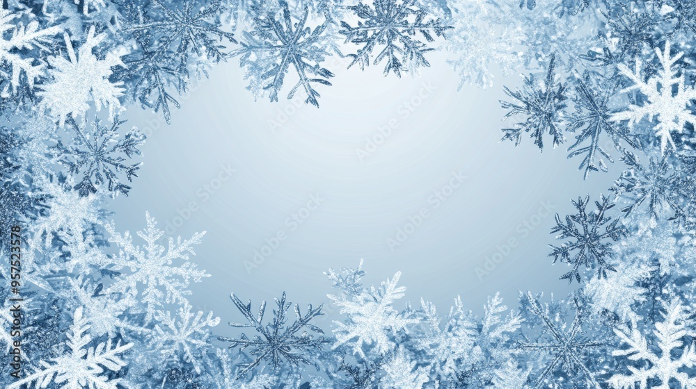Obraz premium Frosty ice border background