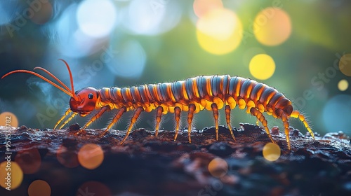 centipede isolated on abstract background photo