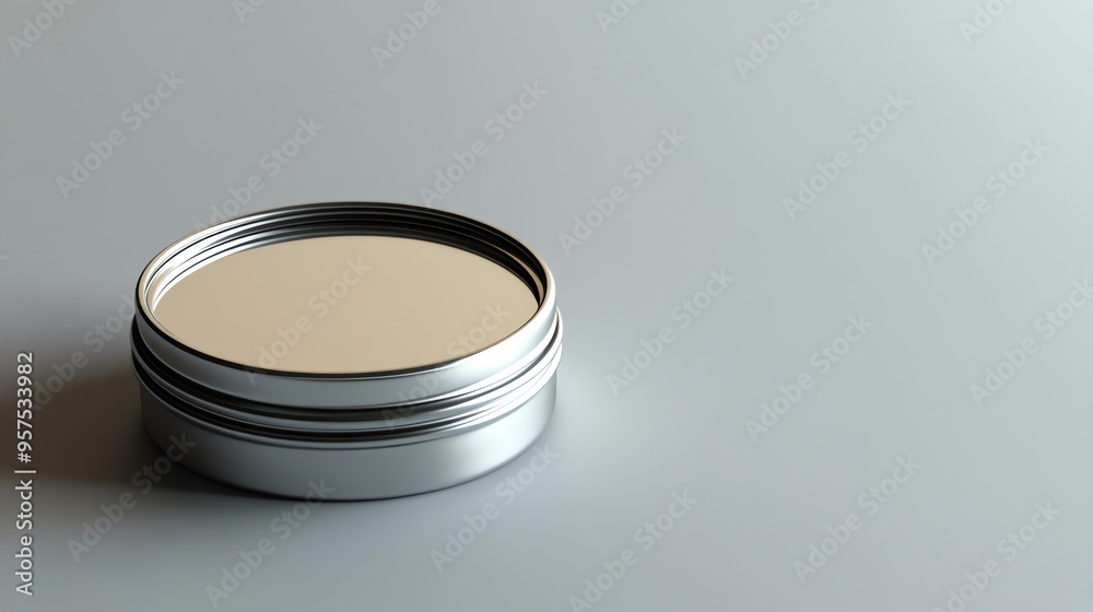 A Single Silver Metal Container with a Smooth, Polished Surface A Single Silver Metal Container with a Smooth, Polished Surface