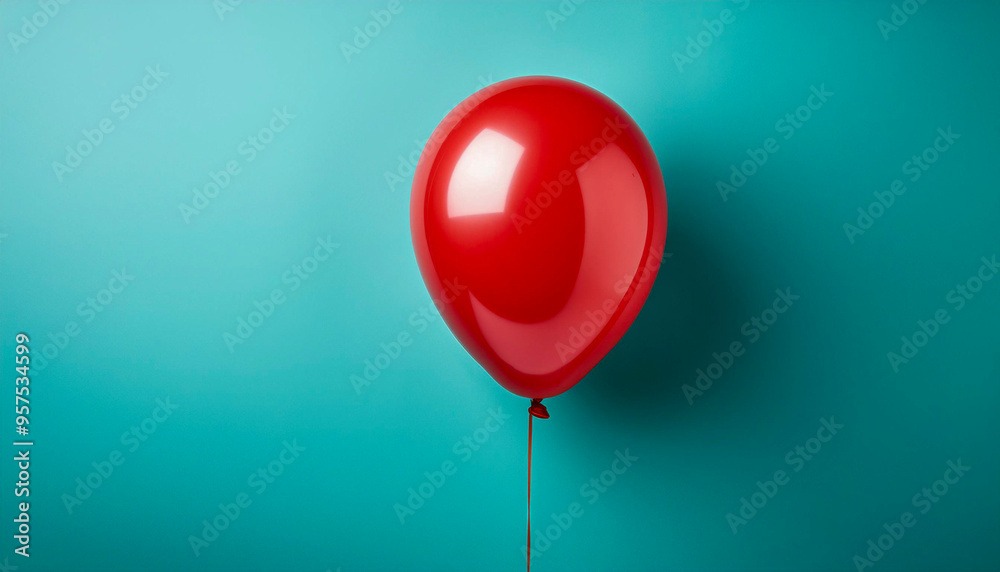 Red balloon on cyan background Red balloon on cyan background