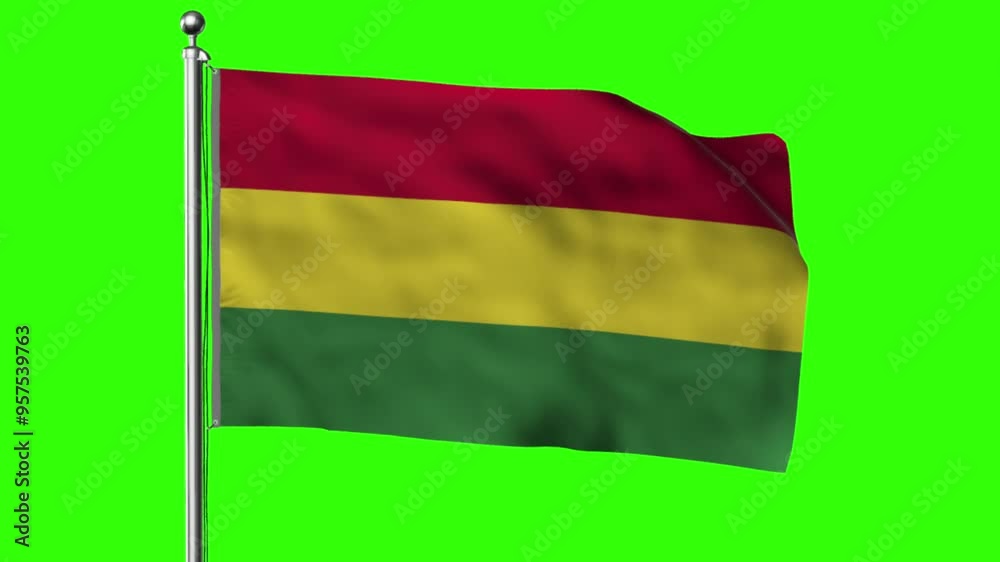 The national flag of Bolivia displayed against a green screen backdrop The national flag of Bolivia displayed against a green screen backdrop