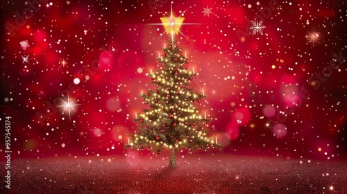 Gold_Tree_Red_christmas_background