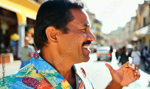 Cuban Man Assisting Lost Tourist with Friendly Directions