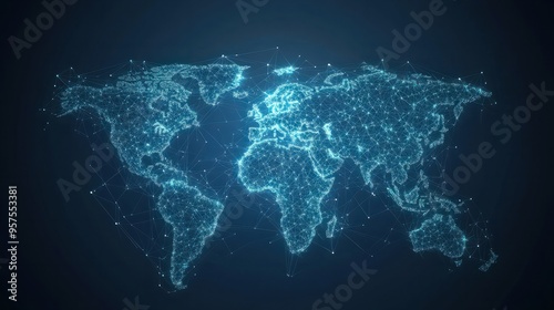 Abstract world map. concept of global network and connectivity. international data transfer and cyber technology. worldwide business. information exchange and telecommunication.