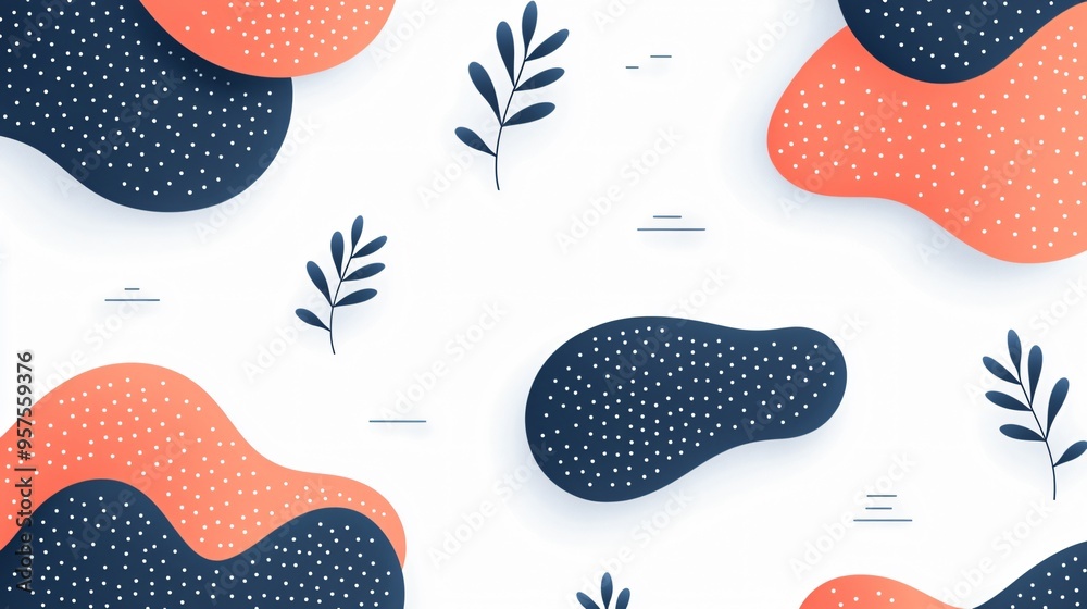 Abstract Pattern with Dots and Leaves Abstract Pattern with Dots and Leaves