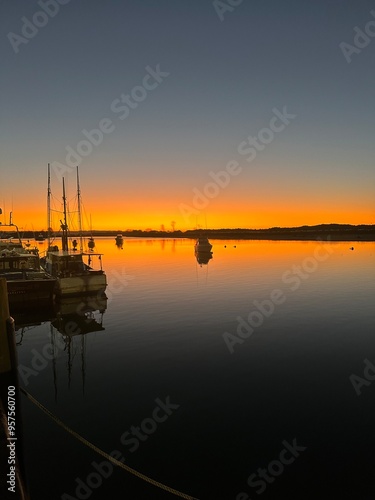 sunset over the harbor