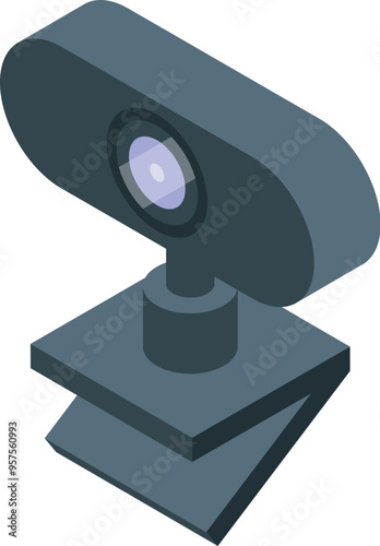 Modern web camera is streaming video on a computer monitor, making it easy to stay connected with friends and family