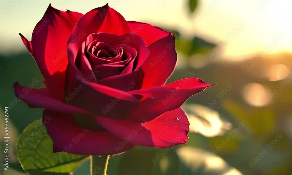 Red Rose in Golden Hour: A single, vibrant red rose blooms gracefully against a backdrop of warm, golden sunlight, its petals unfurling in a delicate dance of nature's beauty. Red Rose in Golden Hour: A single, vibrant red rose blooms gracefully against a backdrop of warm, golden sunlight, its petals unfurling in a delicate dance of nature's beauty.