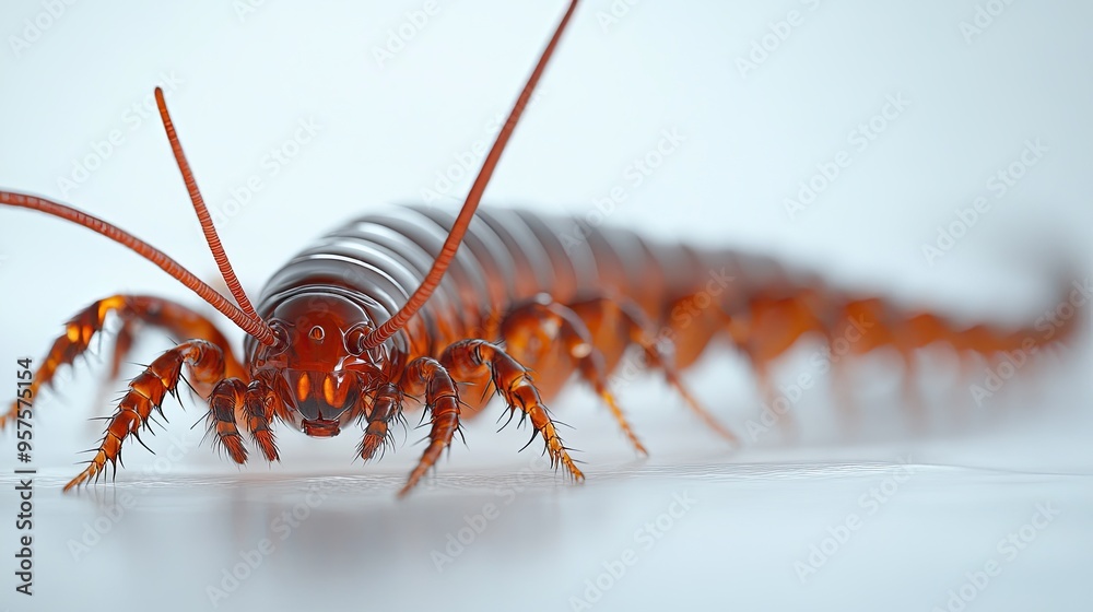 Fototapeta premium centipede isolated on paper background