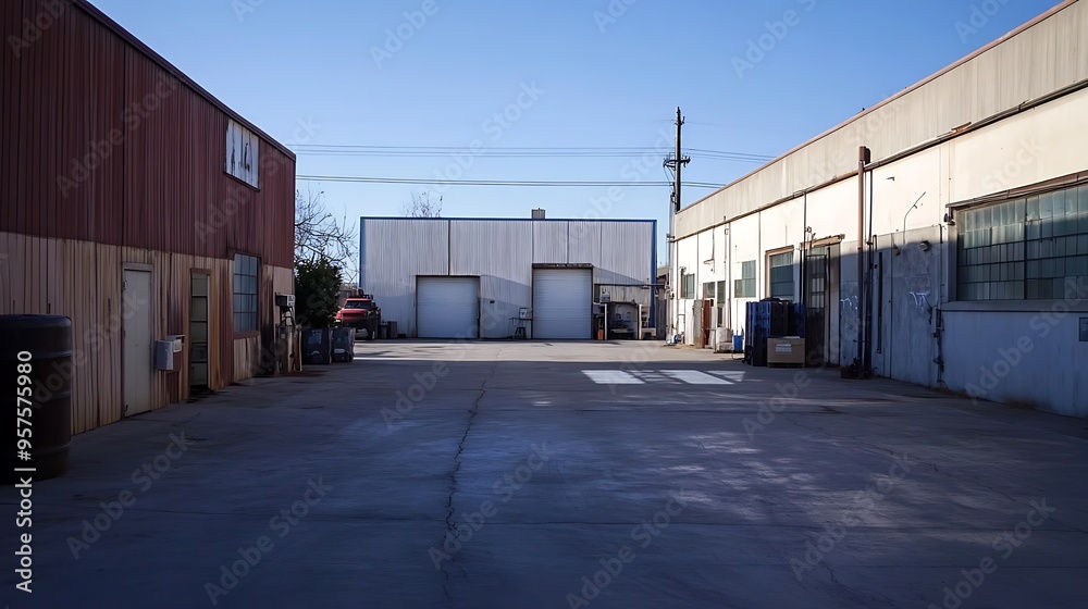 Industrial Back Alley with Three Buildings Industrial Back Alley with Three Buildings