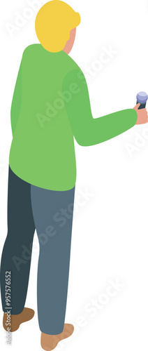 Reporter holding a microphone is interviewing someone for television, radio, or internet news