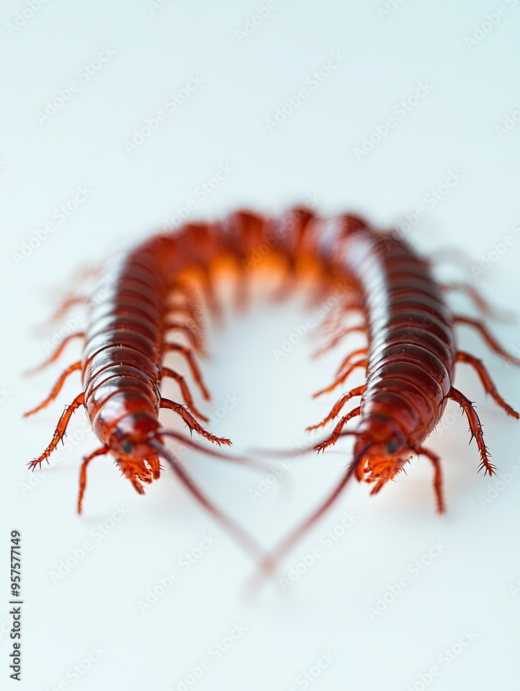 Fototapeta premium centipede isolated on paper background