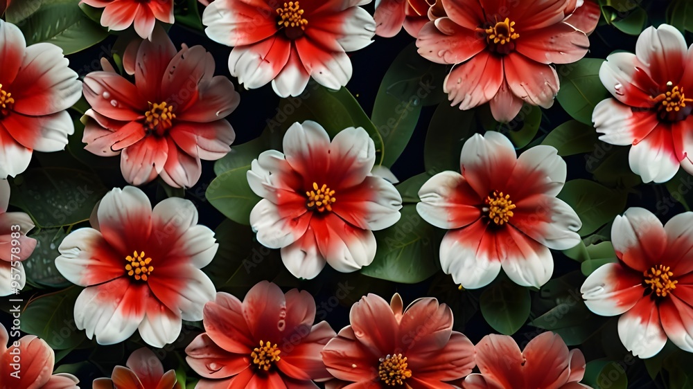 bunches and red flowers called Astromélia Generative A bunches and red flowers called Astromélia Generative A