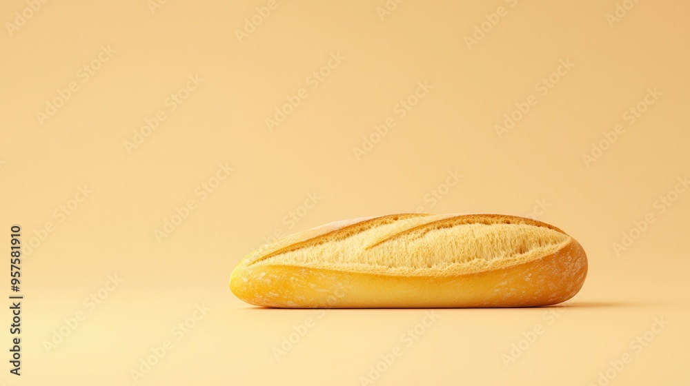 Freshly Baked Bread on a Yellow Background Freshly Baked Bread on a Yellow Background