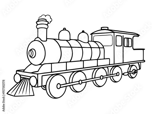 Classic Steam Engine Illustration 