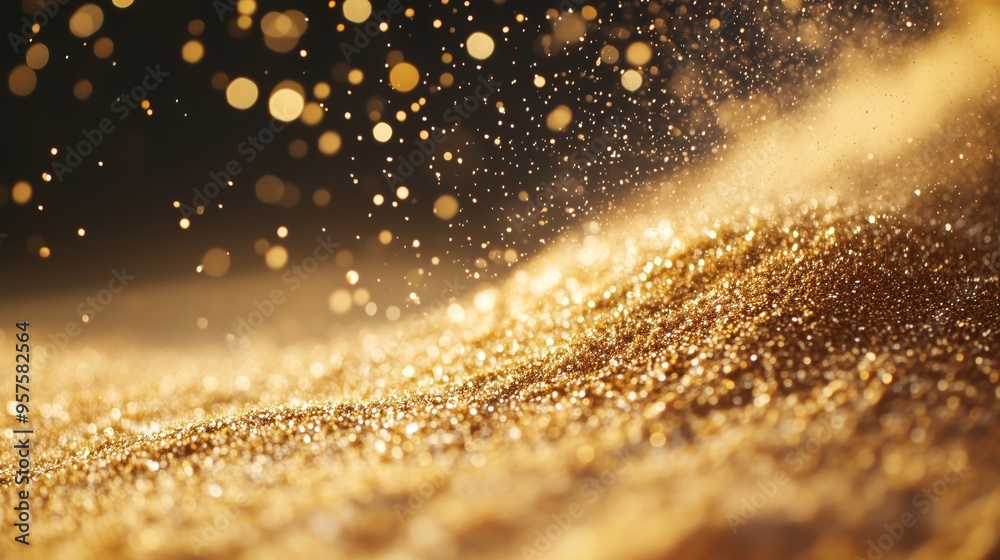 A Mesmerizing Display of Golden Particles in Motion A Mesmerizing Display of Golden Particles in Motion