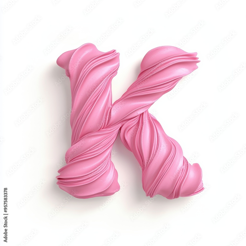 Stylish pink letter 'K' made from creamy material, perfect for creative designs and modern typography. Stylish pink letter 'K' made from creamy material, perfect for creative designs and modern typography.