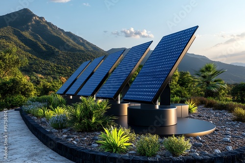 Solar Power Solar Collectors, Green Technology, and Innovation depicted in a green-themed image where solar collectors gather and store sunlight, representing cutting-edge advancements in solar photo