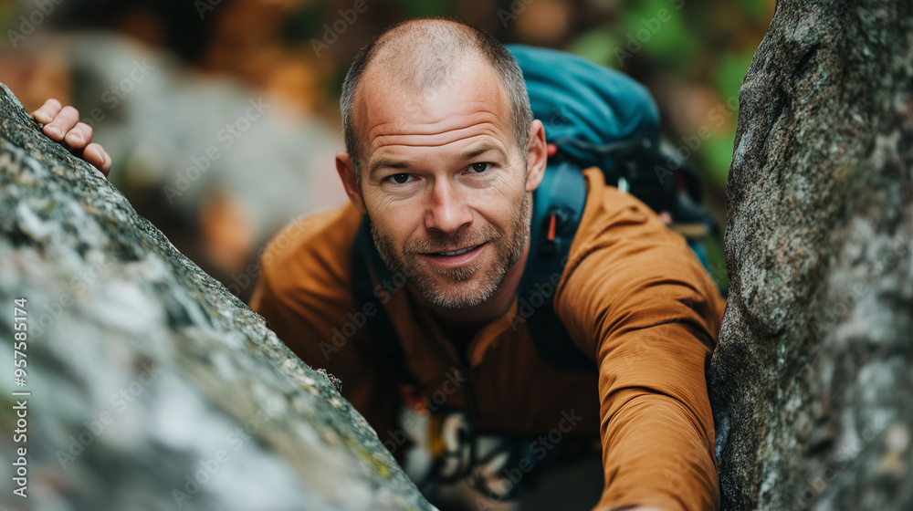 Man Climbing in Natural Light Man Climbing in Natural Light