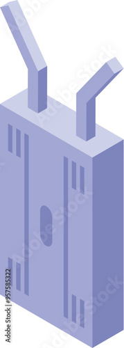 This isometric illustration features an electrical cabinet equipped with antennas, emphasizing its role in transmitting signals